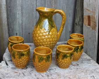 Jug Mug Set Corn Cob Majolica Ceramic 50s 60s