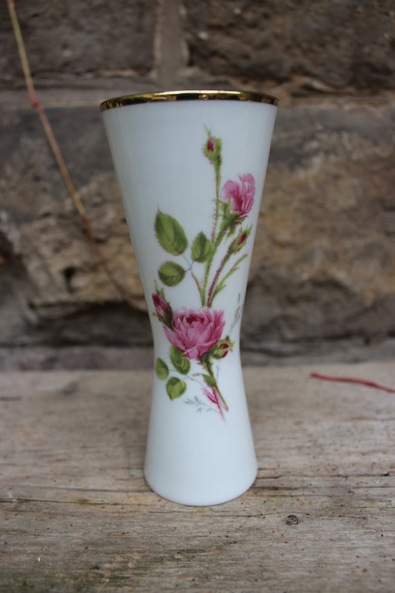Hutschenreuther Hohenberg Rosen Vase Porzellan West Germany 50er Jahre