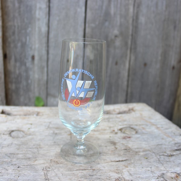 Leipzig Turn und Sportfest 1977 Souvenir Glas Bierglas DDR GDR