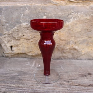 Candlestick ruby red glass Pop Art 70s Vintage