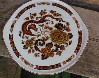Tårtfat Myott Meakin Dragon of Kowloon keramik vintage 1970-talet England