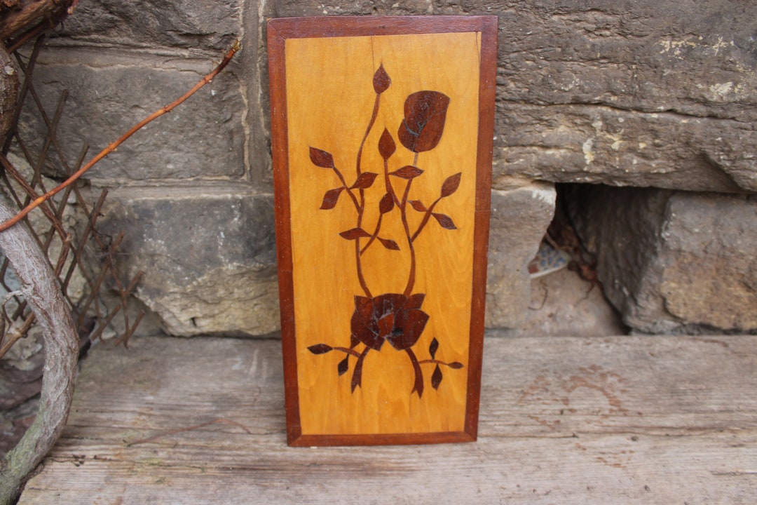 Rose Inlay Picture Wood Relief Handmade GDR 60s 70s - Etsy