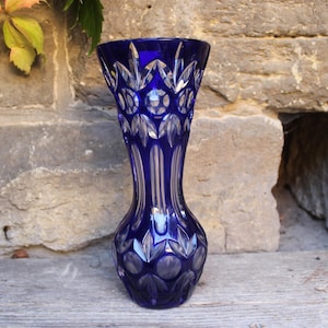 large Nachtmann vase 24% lead crystal cased glass magnifying glass handmade midcentury 60s 70s