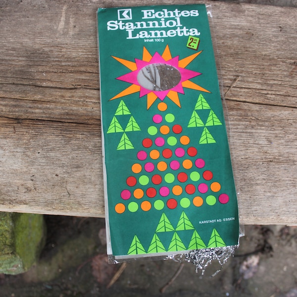 1 x  Lametta deutsche Tinsel Stanniol Christbaumschmuck Vintage 60er 70er Jahre West Germany