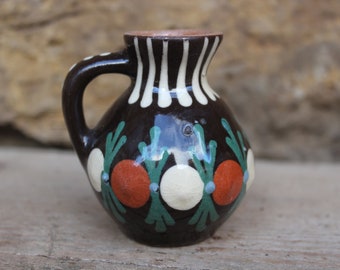 Mini Vase Henkelvase Vintage Majolika Keramik Pozdisovice Czechoslovakia 60er 70er Jahre