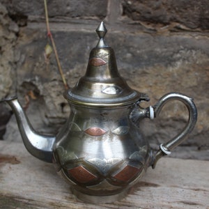 antique Tuareg teapot tin brass hammered elephant hallmark North Africa around 1900 - 1920