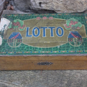 Art Nouveau wooden box with lid &quot;Lotto&quot; empty around 1900 - 1910