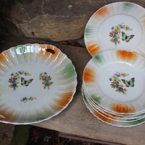 7 pcs set cake plate pastry plate porcelain 50s