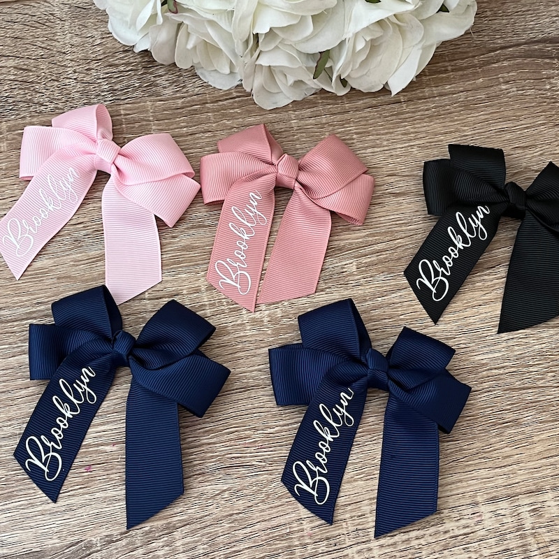 Personalised Hair Bow 4 Inch - Etsy UK