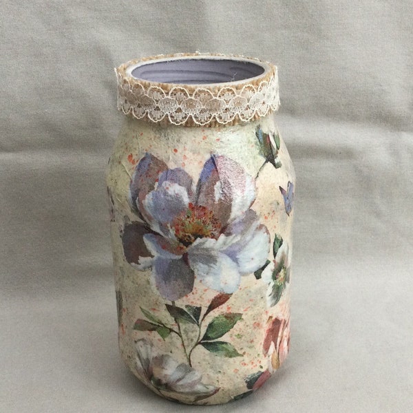 Decoupage Vase Etsy
