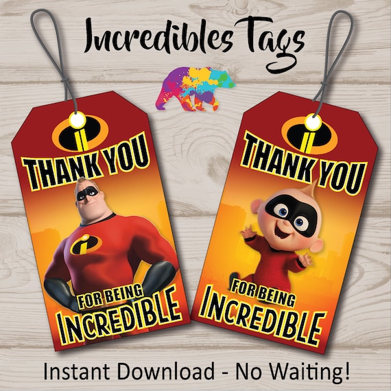 The Incredibles Thank You Tags Incredibles Favor Tags | Etsy