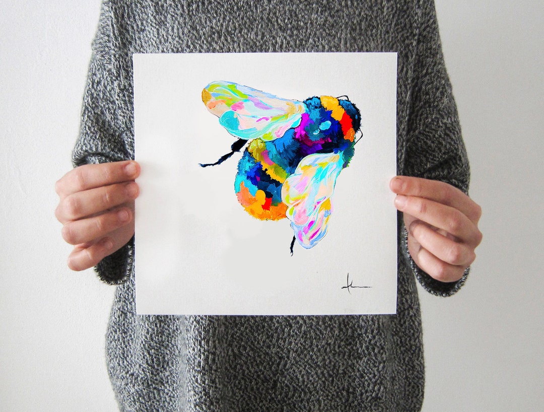 Bizzy Bee Print, Colourful Art, Painting, Animal Print, Bee Painting ...