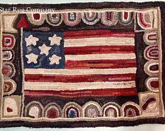 Star Rug Company ~ Large Antique Patriotic Flag Rug Hooking Pattern