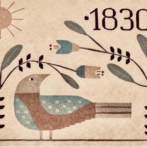 Robin Leuschen's “1830 Fraktur Bird" Paper Pattern offered by Star Rug Company ~ PDF Paper Pattern for rug hooking~ Instant Download