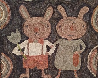 Star Rug Company ~ Bunny Walk primitive rug hooking pattern