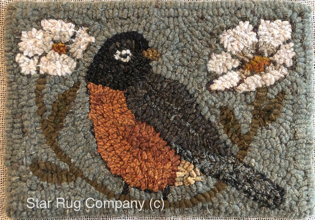 Star Rug Company ~ Spring Robin Primitive Rug Hooking Pattern - Etsy