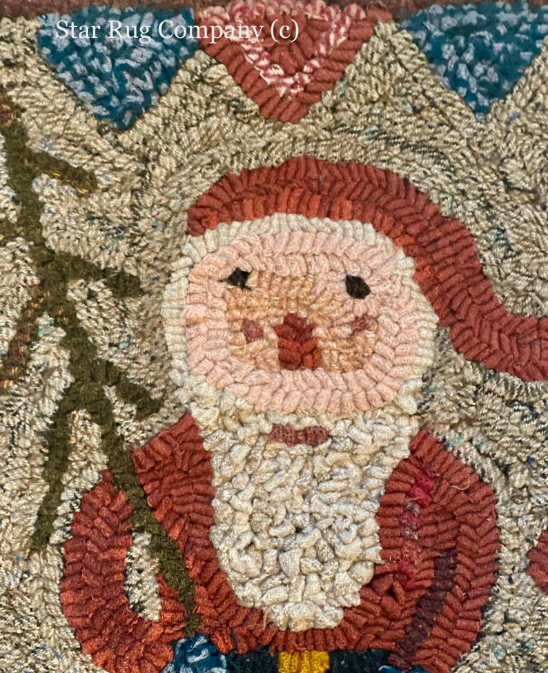 Flying Santa Rug Pattern Star Rug Company ~ Antique Santa - Rug Hooking Pattern - Etsy