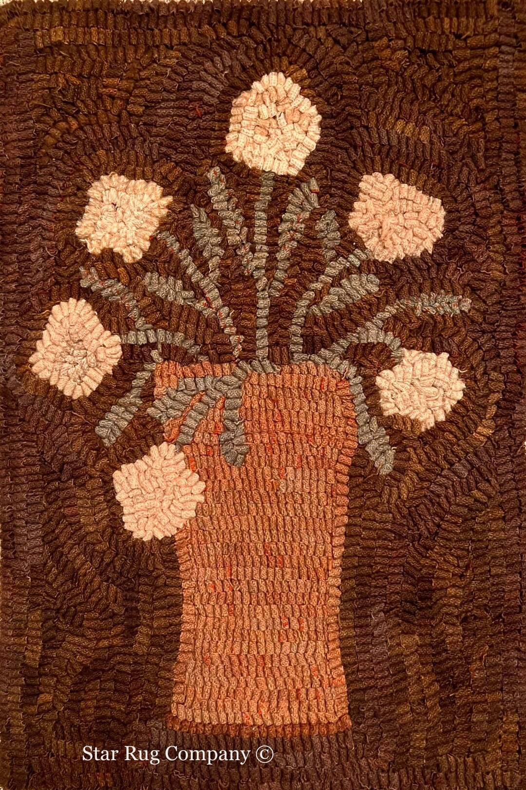 Primitive Star Rug Star Rug Company ~ White Flowers ~ Primitive Rug Hooking Pattern - Etsy