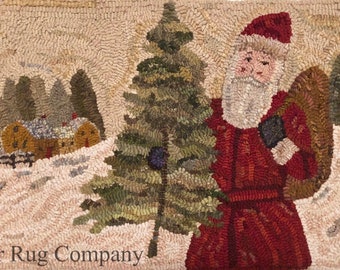 Star Rug Company ~Vintage Santa in the Village Rug Hooking Pattern