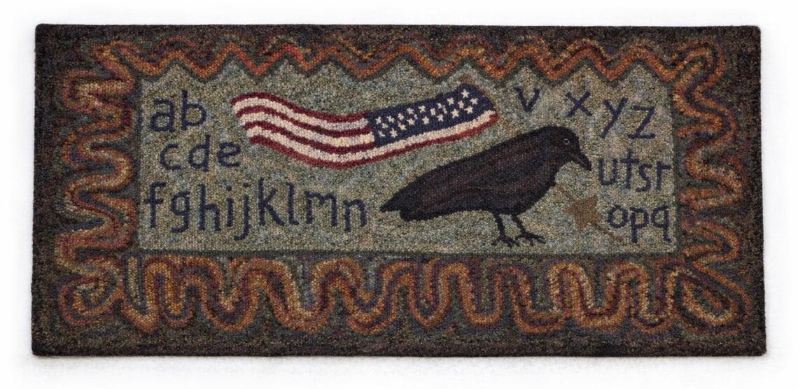 ABC Crow Large - A Kelley Belfast Original Primitive Rug Hooking ...