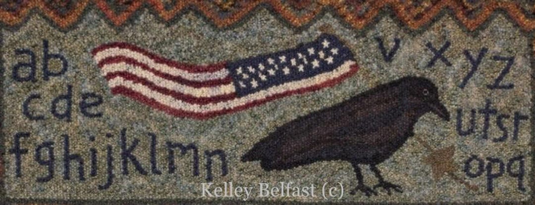 ABC Crow Small - A Kelley Belfast Original Primitive Rug Hooking ...