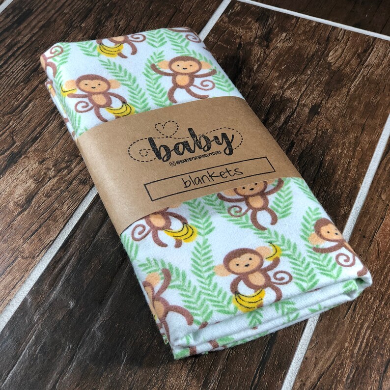 Monkey Receiving Blankets Baby Blanket Flannel Receiving Etsy