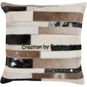 Set of 2 Cowhide Patchwork Cushion Covers Without Filling 18&quot;X 18&quot; CBF-1008