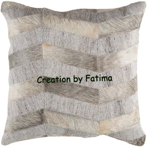 Set of 2 Cowhide & Jacquard Patchwork Cushion Covers Without Filling 18&quot;X 18&quot; CBF-1005