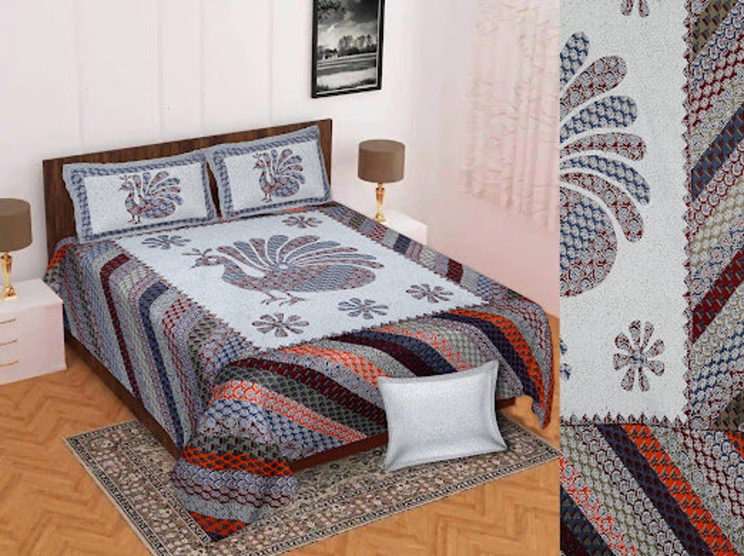 Rajasthani Traditional Jaipuri King Size Bedsheet With 2 Etsy