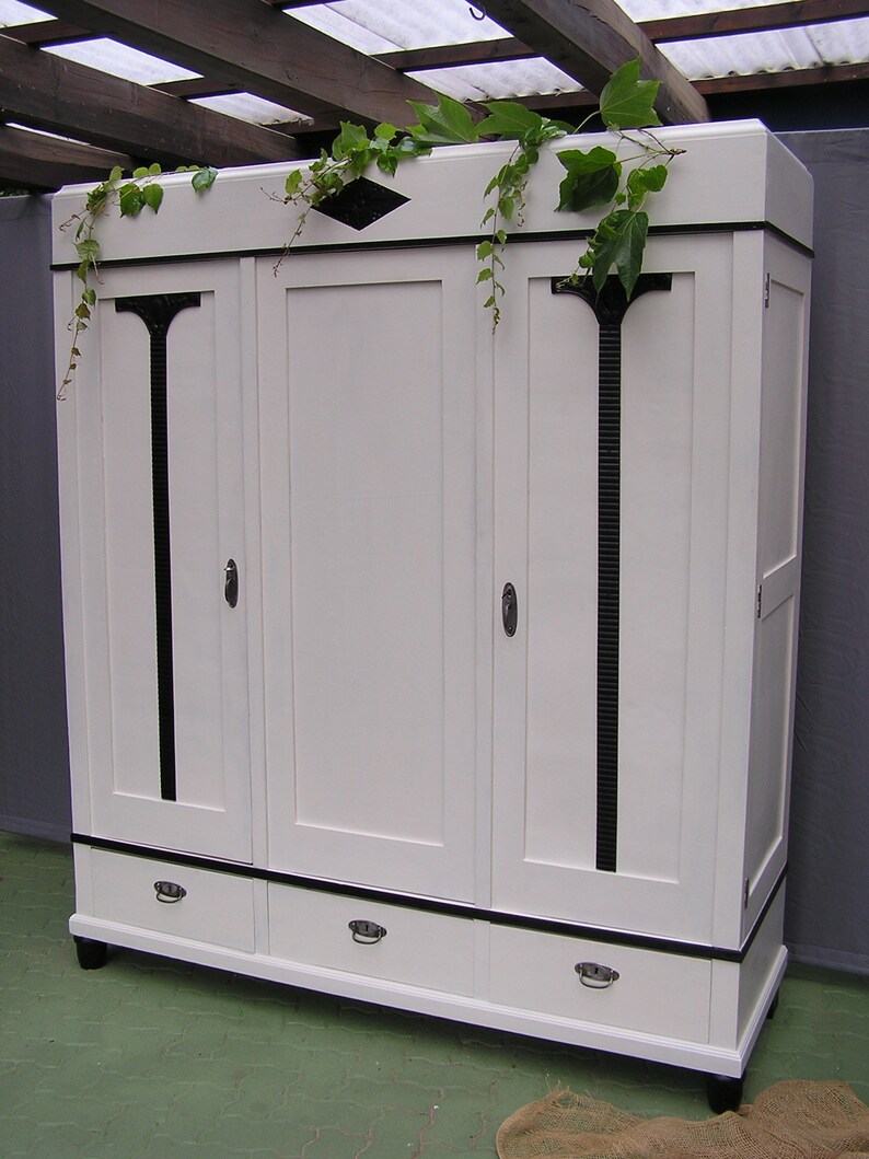 Antique Three Door Wardrobe Shabby Chic Wardrobe Drawers Etsy