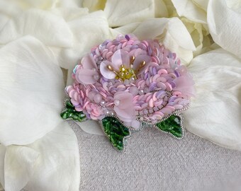 Peony brooch Handmade brooch peony Beaded flower peony