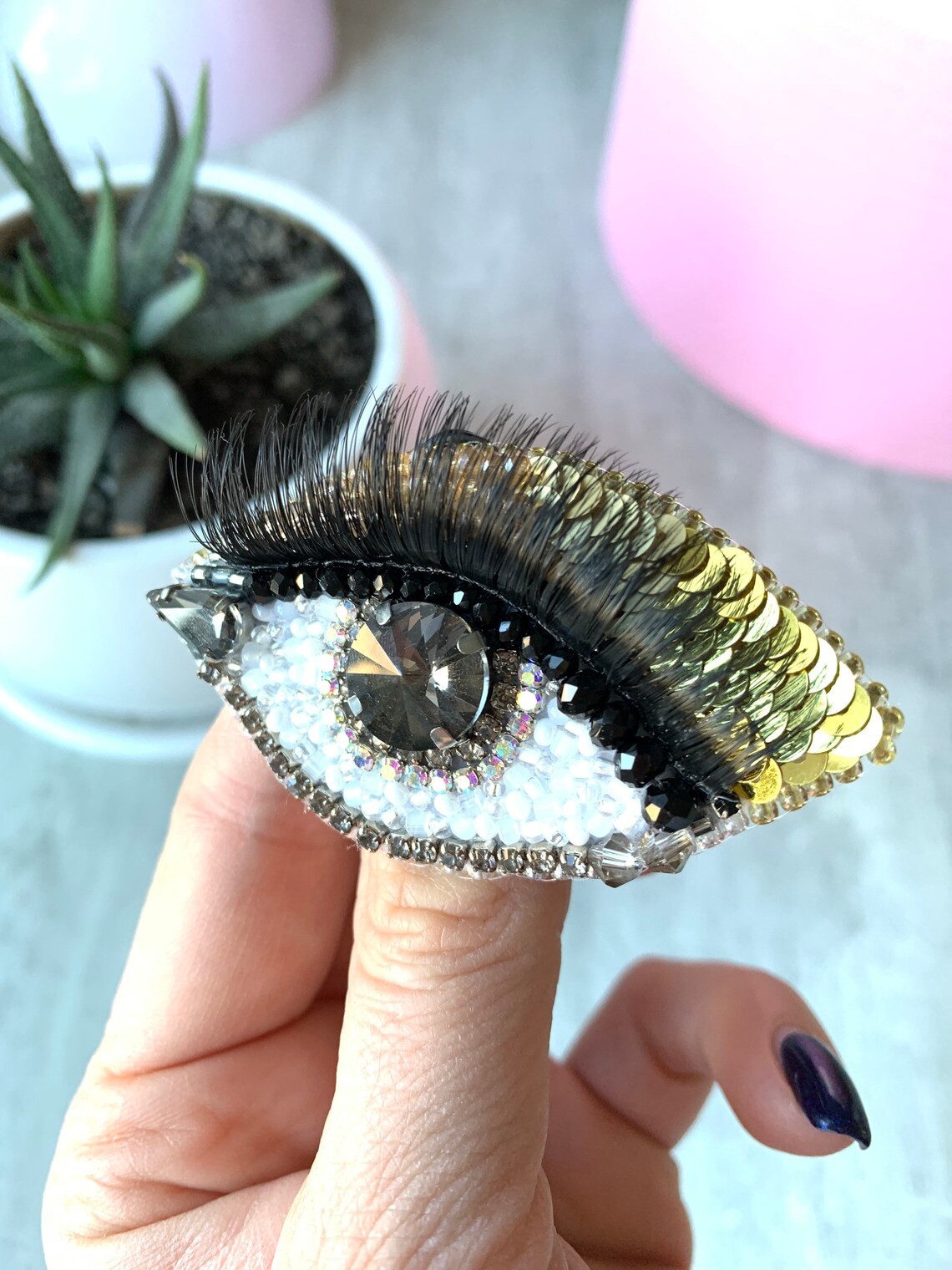 Eye beaded brooch Eyelashes crystal brooches Brooch eye with Etsy