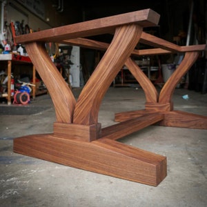 Curved Trestle Base Set of 2 - Wood pedestal dining pedestals - The Victoria