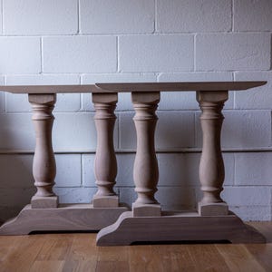 Wood Dining Table Base— The Martin. Handmade Solid Wood Pedestal Base. Farmhouse, Modern Rustic Table Base