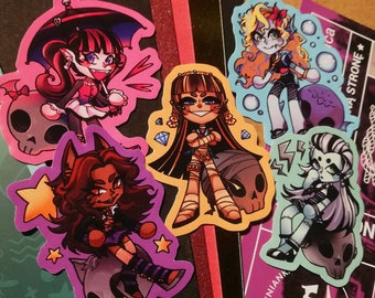 Geen verzending in de VS! || Monster High-vinylstickers || Frankie Stein, Draculaura, Clawdeen Wolf, Lagoona Blue, Cleo de Nile