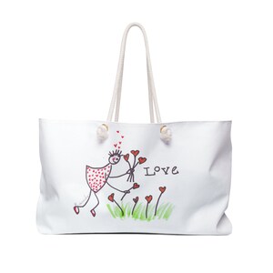 This sweet Weekender Bag for teens or adults, just exudes love and friendship, and shouts, &quot;take me with you&quot;. The design is on both sides!