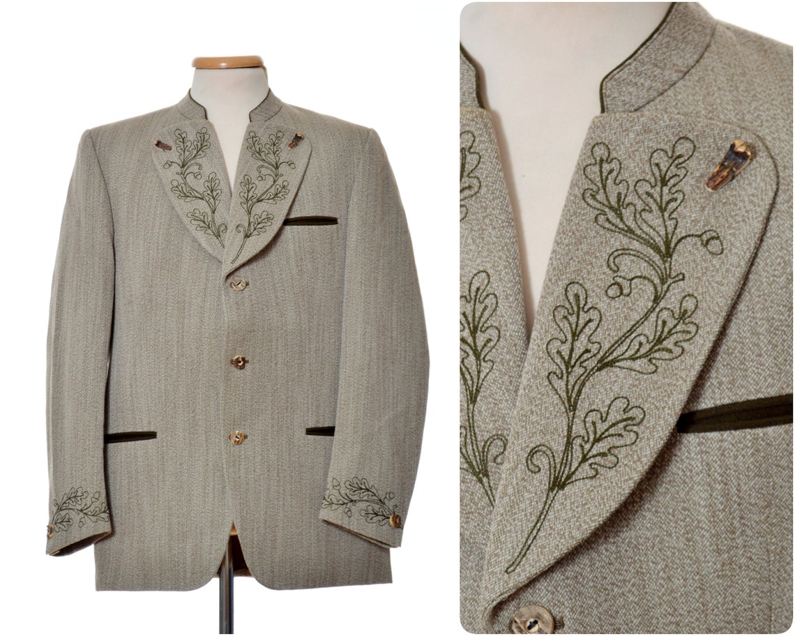 Tyrolean Bavarian loden wool blazer jacket / mens size XL | Etsy