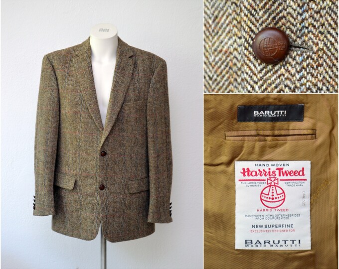 Vintage HARRIS TWEED Men Suit Jacket by Mario Barutti / Size LXL 4244
