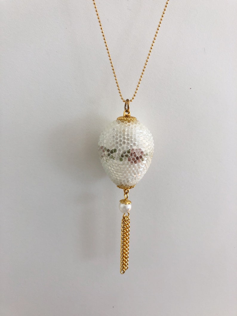 Glass Beaded Quail Egg Necklace Etsy