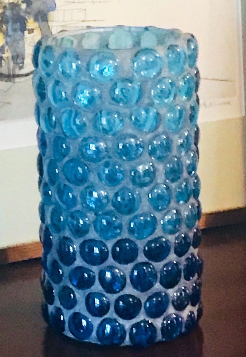 Vase Blue Glass Bead Vase Colorful Vase Home Decor Etsy