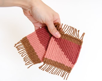 Modern handwoven coasters / set of 2 coasters MADE TO ORDER