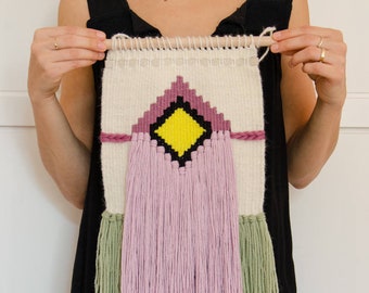 Geometric woven wall hanging
