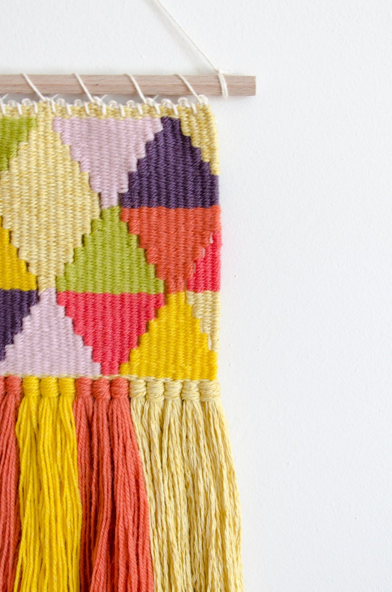 Colorful geometric woven wall hanging image 3