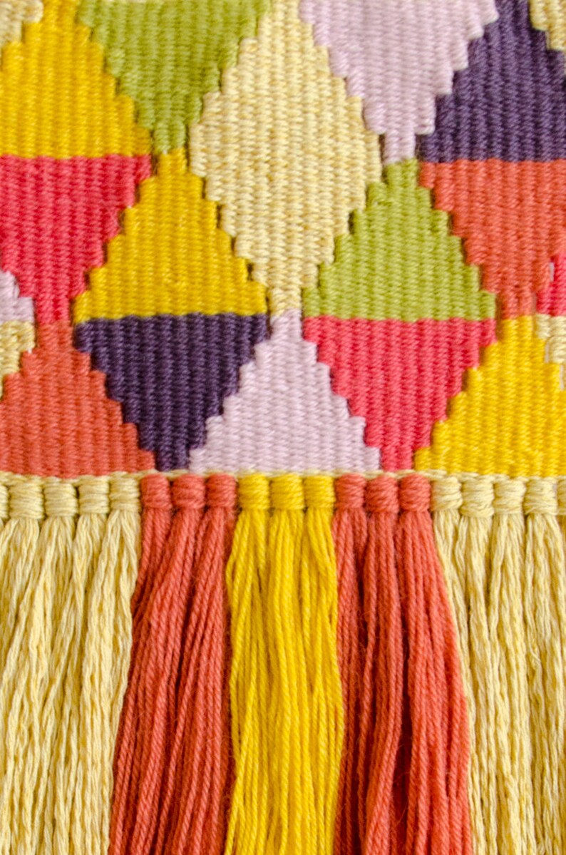 Colorful geometric woven wall hanging image 2