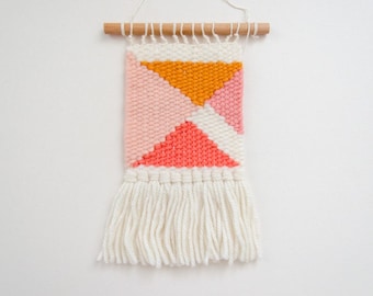 Geometric mini woven wall hanging
