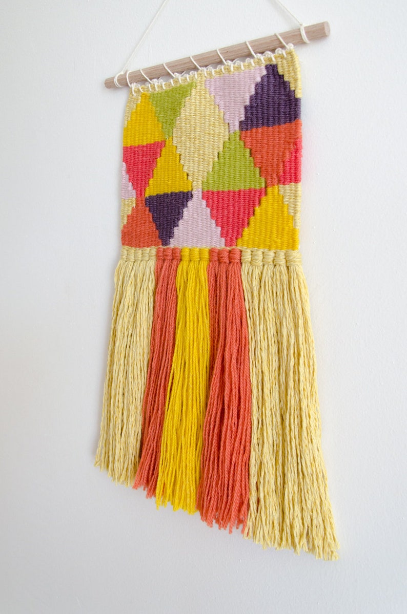 Colorful geometric woven wall hanging image 5