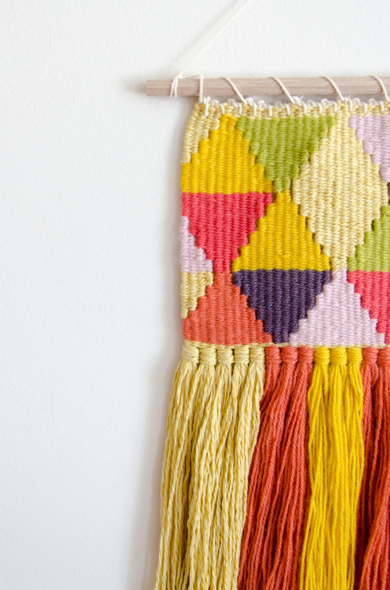 Colorful geometric woven wall hanging image 4