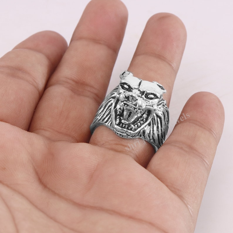 Gift Jewelry Birthday Ring Unisex Designer Ring Silver Plated Boho Ring Antique Open Mouth Lion Silver Spoon Ring Protection Ring