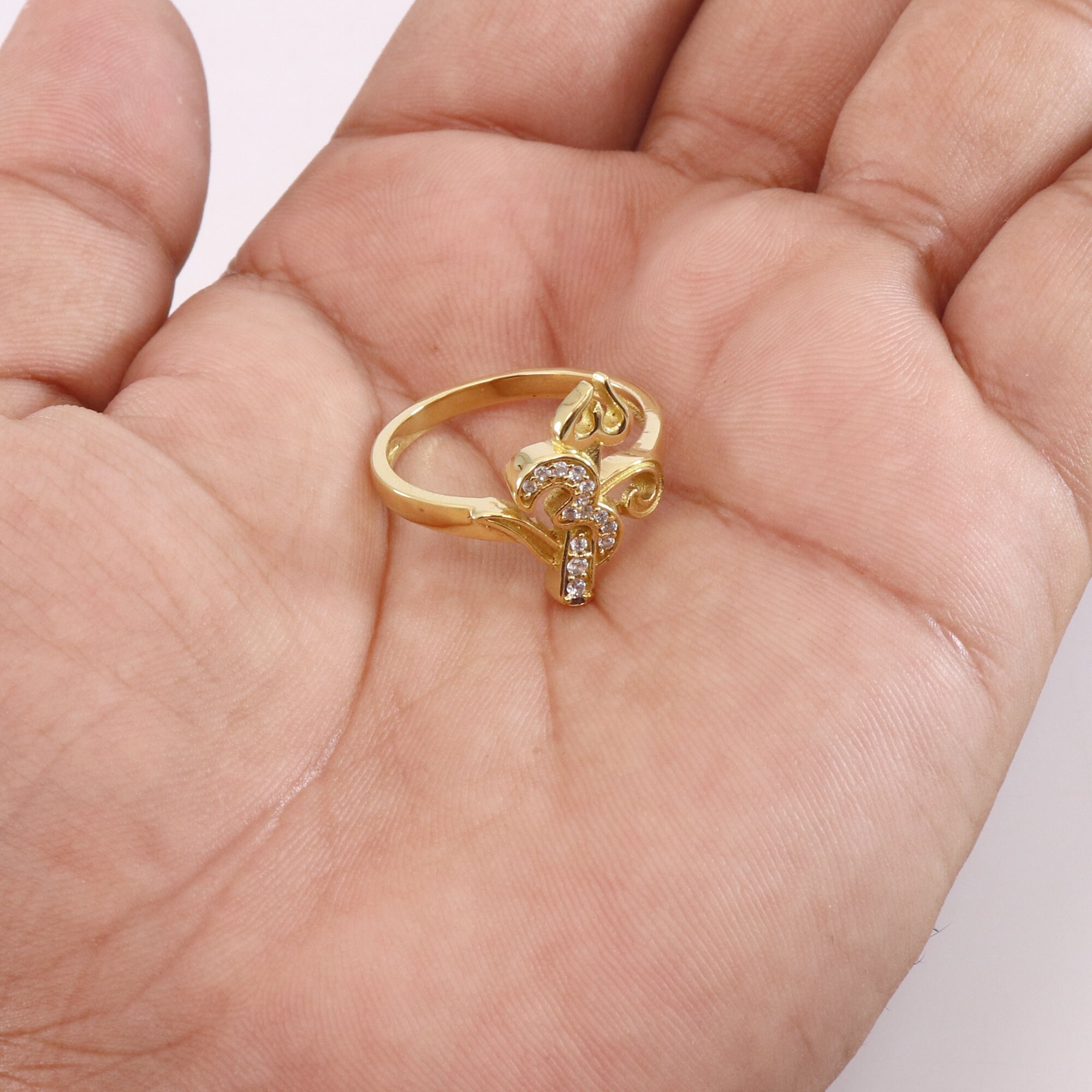 Om Trishul Ring 18k Gold Ring Religious Ring Women's Etsy