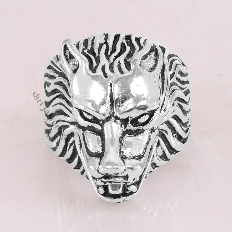 Gift Jewelry Birthday Ring Unisex Designer Ring Silver Plated Boho Ring Antique Open Mouth Lion Silver Spoon Ring Protection Ring